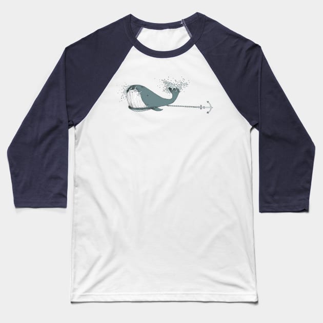 Whale splash Baseball T-Shirt by HanDraw